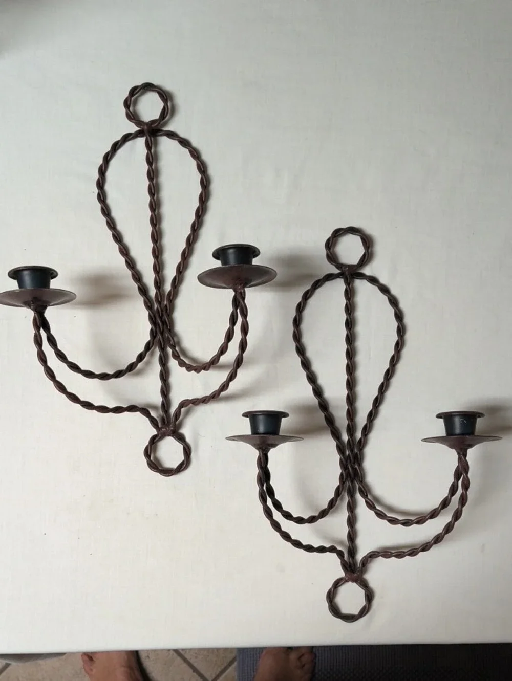 Rustic Twisted Metal Wall Candle Sconces - Brown (Pair) Western Cowboy